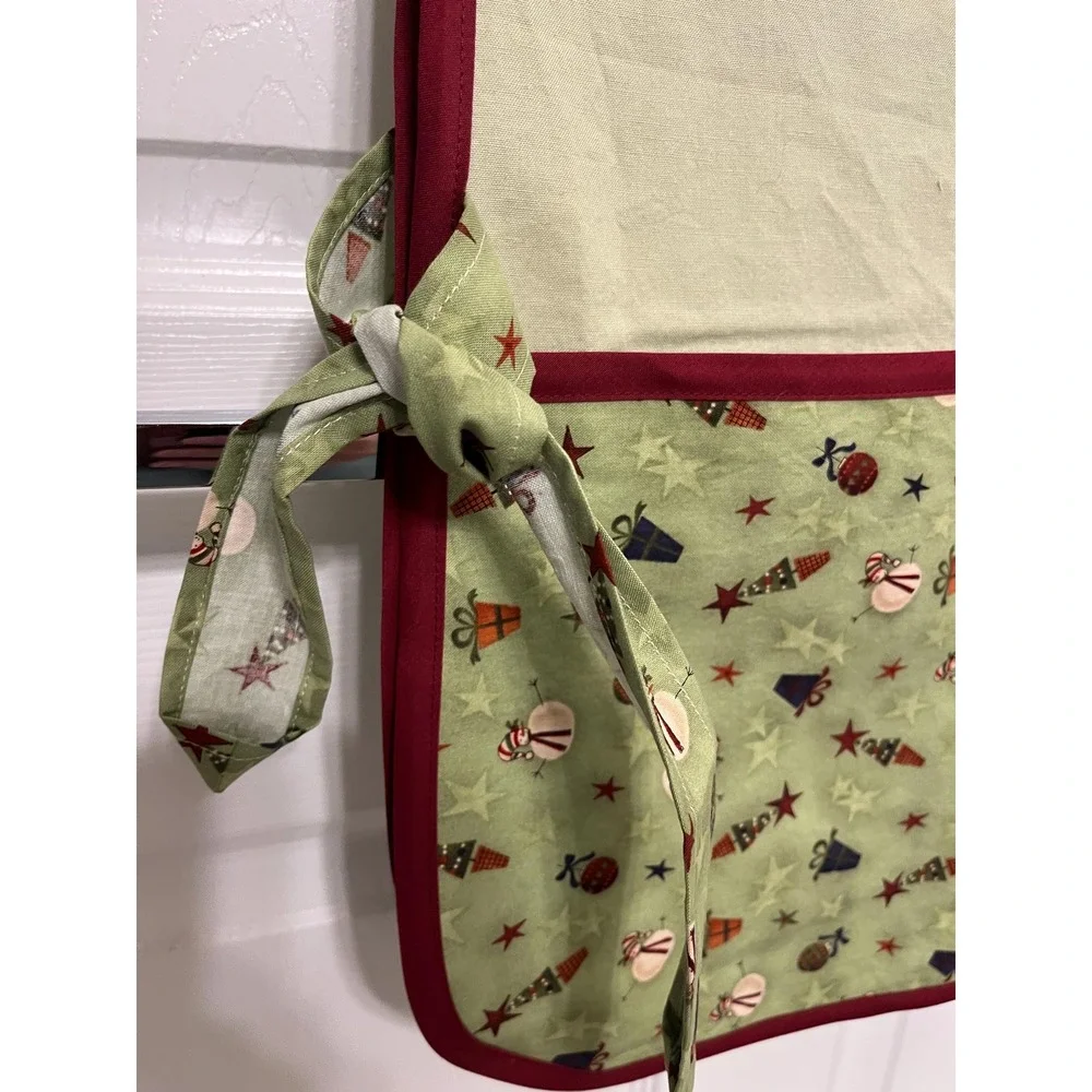 Handmade Christmas Print Apron: Santa Kitchen Apron, Adult XS-XL